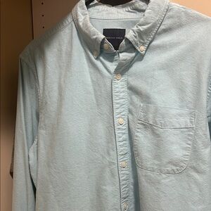 American Eagle Outfitters Men's Sky Blue Button-Down Shirt